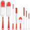 ALINK Red Bottle Brush Set - 5-Pack of Long, Large Cleaning Brushes for Narrow Neck Bottles