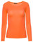 Easy Young Fashion - Damen Basic Rundhals Shirt - Langarm Unterziehshirt - Skinny Fit 1093 - Orange L