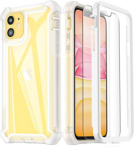 Garegce Coque Compatible avec iPhone 11 2019, Verre trempé Protecteur écran, Transparente Antichoc 360 Silicone Bumper, TPU et PC Protection Cover Compatible avec iPhone 11-6.1 Pouces - Clair