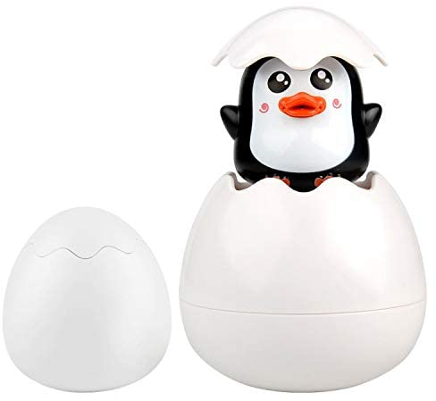 FeiWen Schwimmende Badespielzeug FüR Babys,schwimmende Sprinkle Ei Kinder Wasserspray Spielzeug Nettes Badespielzeug für Badewanne Dusche Schwimmbad (Schwarzer Pinguin)