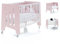 Alondra Cuna de colecho niña Rosa (3en1) 120x60 Convertible en 3 etapas: Cuna, colecho y Escritorio, 5 Alturas de somier y Ruedas con Bandas de Goma. OMNI-K10 Rosa