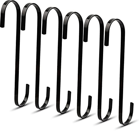 WJUAN 6 Piezas Ganchos en Forma de s de 20 cm, Ganchos de Cocina Aplicar para Colgar Ollas y Sartenes, Plantas, Ropa, Toallas en la Cocina, Dormitorio (Negro)