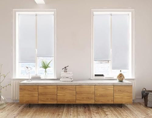 STOR PLANET | Estor Enrollable sin Taladrar Traslúcido, Estor Ajustable a Ventana, Estores Traslúcidos de Fácil Instalación en Ventanas Oscilobatientes, Pared y Techo | Blanco 45x180cm