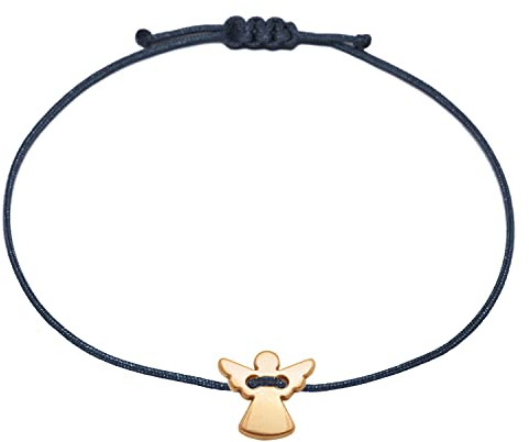 Selfmade Jewelry Armband Damen Schutzengel Roségold Größenverstellbares Makramee Armbändchen mit Engelchen Inkl. Geschenk-Verpackung (Roségold - Dunkelblau)