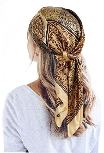 QBSM 35'' Satin Seidentuch – Großes Quadratisches Kopftuch für Frauen, Seidenschal für Haar, Schlaf & Hals (90x90cm)