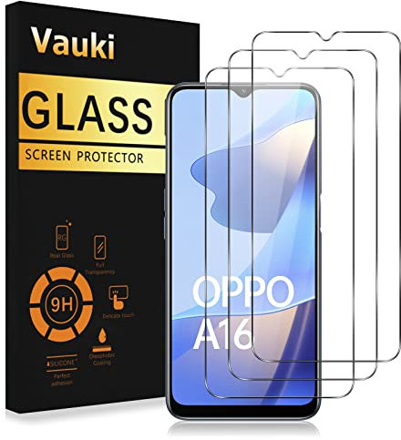 Vauki 3 Unidades Protector Pantalla para Oppo A16/Oppo A16s/Oppo A54s Cristal Templado 9H Dureza Ultra HD Resistent Antiarañazos Antihuellas Sin Burbujas Transparent Vidrio