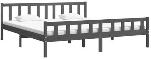 vidaXL Massivholzbett Doppelbett Bettgestell Lattenrost Bett Holzbett Bettrahmen Schlafzimmerbett Schlafzimmermöbel Grau 180x200cm