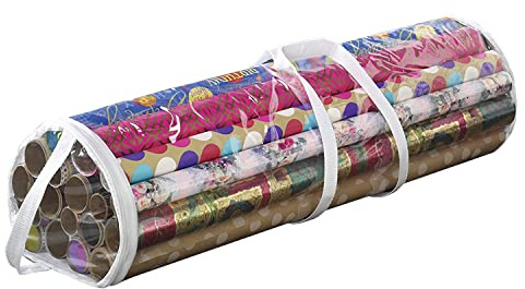 DANIEL JAMES Housewares Clear Gift Wrap Storage Bag Organiser Roll Christmas Birthday Wrapping Paper