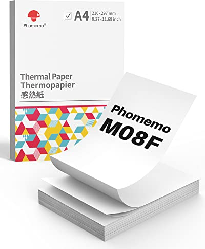Phomemo M08F A4 Falten Thermopapier Kompatibel für Phomemo M08F Tragbarer Thermodrucker, M08F Druckerpapier, 8.26x11.69(210x297mm),200 Blatt