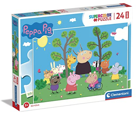 Clementoni - 24237 - Supercolor Puzzle - Peppa Pig - Puzzle 24 Maxi Teile Ab 3 Jahren, Buntes Kinderpuzzle Mit Besonderer Leuchtkraft & Farbintensität, Geschicklichkeitsspiel Für Kinder