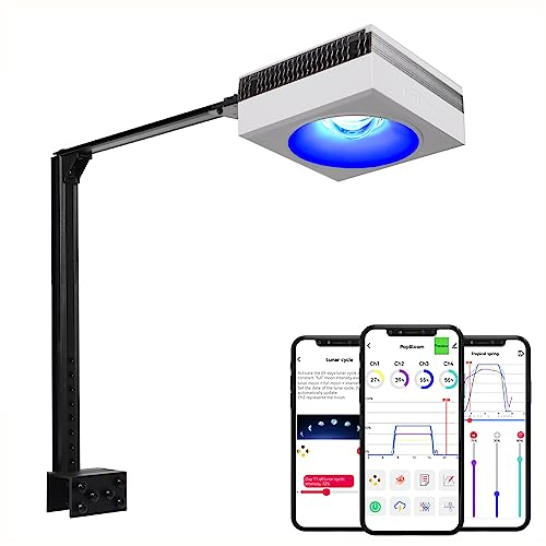 PopBloom RL90 WiFi Reef Aquarium Beleuchtung Meerwasser Led für 24inch 60cm Aquarium Led Lampe Reef Coral Tank (mit Armbausatz)