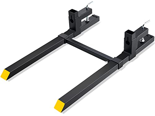 VEVOR Pinces sur Fourches à Palettes 1090x70x230 mm Fourches de Tracteur Charge 907 kg Longueur 109 cm Barre Stabilisatrice Réglable Lame Fourche 76 cm pour Chargeur Tracteur Godet Chariot Élévateur