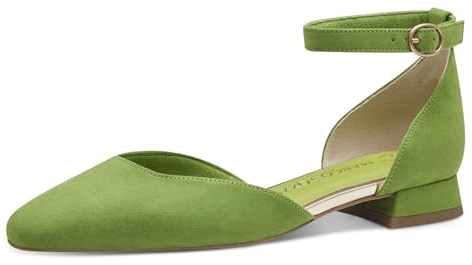 MARCO TOZZI Damen Ballerinas mit verstellbarem Riemchen Vegan, Grün (Apple), 38 EU