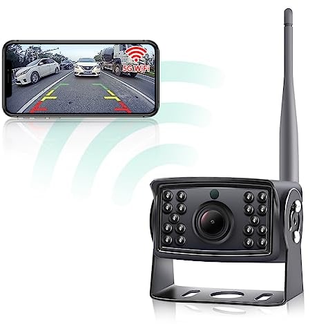HD LKW Rückfahrkamera,GreenAuto 5G WiFi kabellos Rückfahrkamera für Vans Wohnmobile RVs Busse für iPhone iPad Android Smart Phones Tablets Unterstützung Dual Band WiFi(2.4Ghz und 5Ghz)