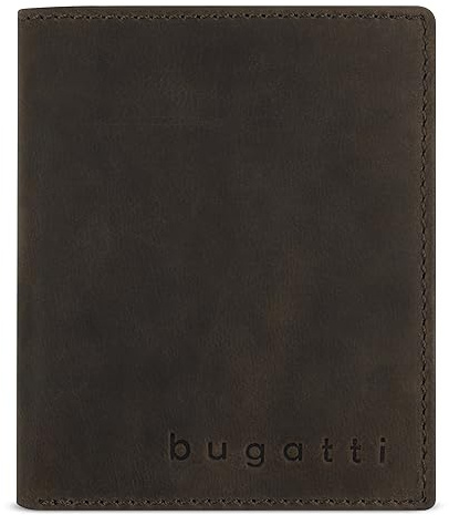 bugatti Luca Portemonnaie mit Klappe und RFID-Schutz, Geldbörse aus echtem Leder, braun