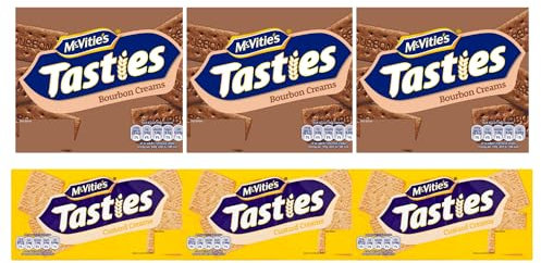 Biscuit Selection | McVities Biscuits Bulk Bundle | Tasties Bourbon Creams and Tasties Custard Cream | 6 x 300g | Pack of 6