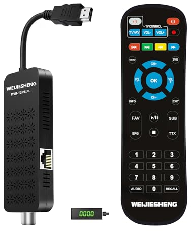 Decodificador TDT HD 2025,Decodificador DVB-T2,HD 1080P H265 HEVC Main 10-bit,Soporta HDMI,AV,Ethernet,USB WiFi,DLNA,PVR,Funciones Multimedia [Mando a Distancia 2-en-1 con Control de TV]