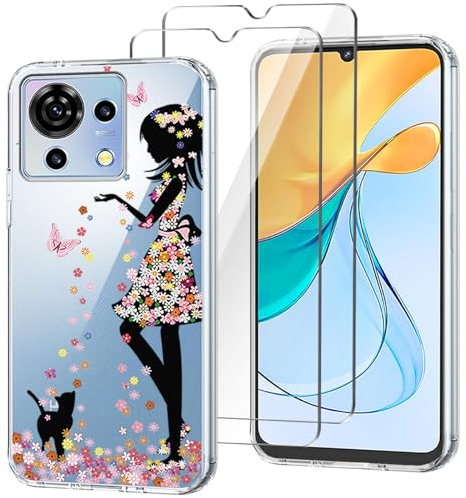 HuiYouMY Handyhülle Kompatibel mit ZTE Blade V50 Vita Hülle (Nicht für ZTE Blade V50) + 2 Stück Gehärtetes Glas Schutzfolie, Weich Transparent Schutzhülle, Starker Schutz Silikon Case TPU Cover -WM49
