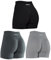 AUROLA Intensify Workout-Shorts für Damen, nahtlos, Scrunch-Shorts, Fitnessstudio, Yoga, Laufen, Sport, aktive Übung, Fitness-Shorts, Packung (Schwarz/Stahlgrau/Silber), Mittel