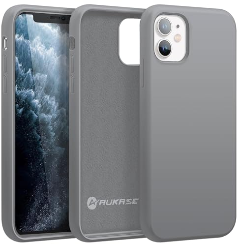 AUKASE Silikon Case für iPhone 11 Hülle (6.1), Premium Silikon Handyhülle, weichem Mikrofaser-Innenfutter stoßfestes,erhöhter Rand für Bildschirm & Kamera Kompatibel mit iPhone 11 (Grau)
