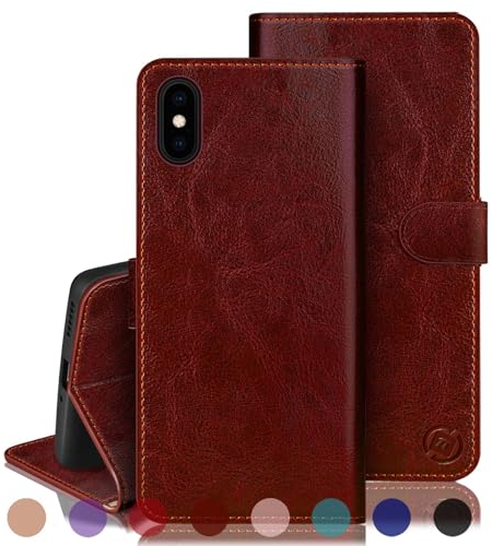 RingPi für iPhone XS Max 6.5 Handy Hülle PU Leder[RFID Schutz] Handyhülle Lederhülle Klapphülle Kartenfach Stoßfeste Schutzhülle Leather Flip Cover für Apple XS Max Wallet Phone Case,Braun