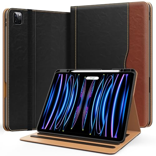 Zonefoker Schutzhülle für iPad Pro 12,9 Zoll 6. / 5. / 4. / 3. Generation 2022/2021/2020/2018, 32,9 cm (12,9 Zoll) iPad Pro, Leder, Folio-Schutzhülle 6/5/4/3 Gen mit Stifthalter, automatischer