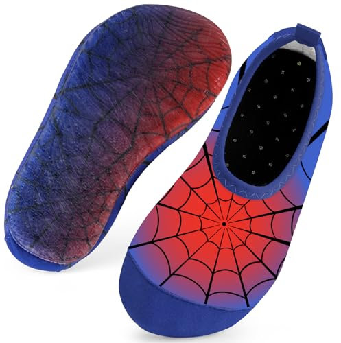 Kinder Badeschuhe Schwimmschuhe Wasserschuhe Jungen Baby Strandschuhe Aquaschuhe Schnell Trocknend für Beach Pool(Cobweb Rot34/35)