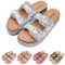 Torotto Damen Pantoletten Modische Sandalen Metallic Hausschuhe mit verstellbaren Riemen Verdickter Boden 4CM(weiß，39 EU)
