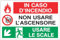 GLOBAL CARTELLO SEGNALETICO MULTI - IN CASO DI INCENDIO NON USARE L'ASCENSORE - Adesivo Extra Resistente, Pannello in Forex, Pannello In Alluminio (Pannello In Alluminio, 20x31 cm)