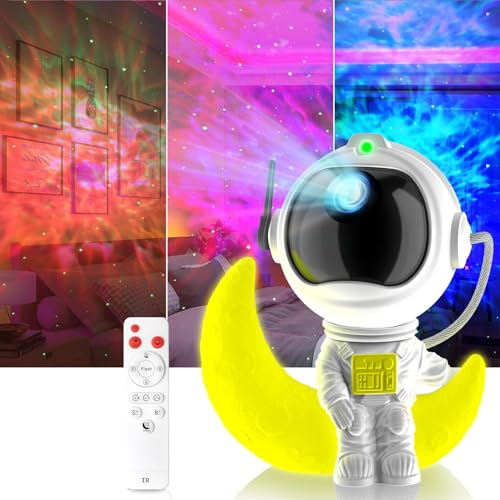 Astronauta Proiettore Stelle Galaxy Lampada Notturna, Proiettore Stellare Astronauta con timer e Telecomando,Testa Ruotabile a 360°,Proiettore Cielo Stellato Soffitto per Bambini, Adulti