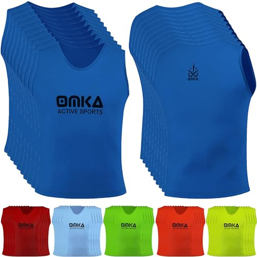 OMKA 10 Stück Fußball Leibchen Trainingsleibchen Markierungshemd Fußballleibchen für Kinder Jugend und Erwachsene