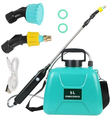 Pulverizador de presión de jardín trasero rociador de agua con espalda 5/8 L con boquilla multifunción, bomba manual portátil, pulverizador de largo alcance para pulverización de agua de plantas (5 L