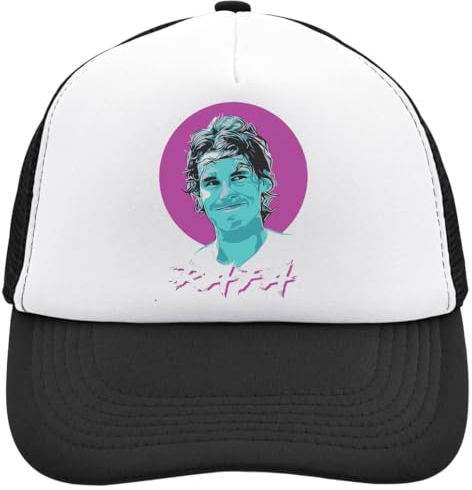 Functon+ Tennisspieler-Spitzname Smile Mesh Back Trucker Cap Adjustable Snapback Hat Casu White, Schwarz , Einheitsgröße