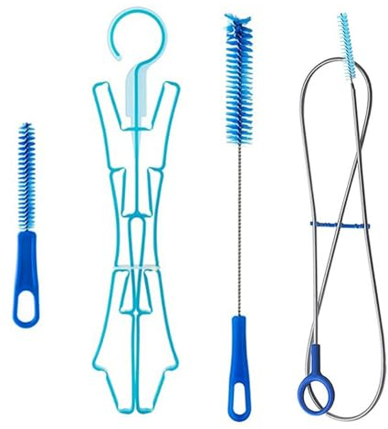 Vbnuyhim Ensemble de brosses de nettoyage 4 en 1 pour poche d'hydratation, kit de nettoyage de la poche à eau, comprend une longue brosse flexible, une petite brosse et une grande brosse pliable pour