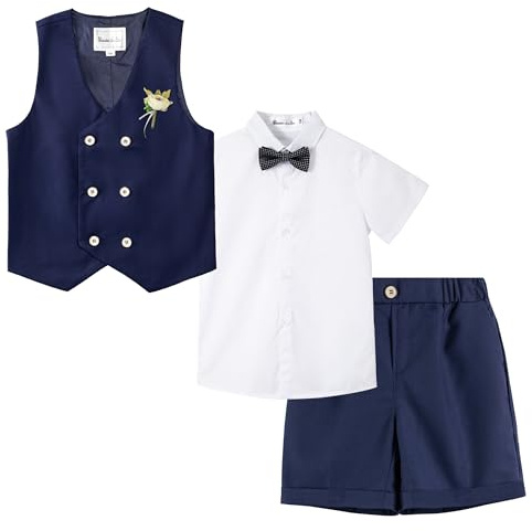 LOLANTA Costume d'été pour garçons, Ensemble Gilet croisé, Tenue de cérémonie pour Enfants de 2 à 11 Ans