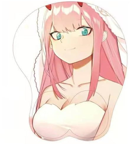 TANSHOW Darling in The Franxx Zero Two Mauspad mit Handgelenkstütze Komfort Silica Gel Handgelenkstütze Unterstützung Matte Mäuse 3D Mauspad Merch für Computer Milch Faser Stoff (11)