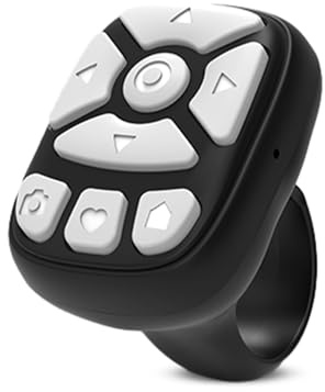 Plyisty Scrolling-Ring für TikTok, Page Turner für die App, Bluetooth-Kamera-Videoaufzeichnung, Fernauslöser, Fernbedienung für Android-Tablet und Smartphone (Black)