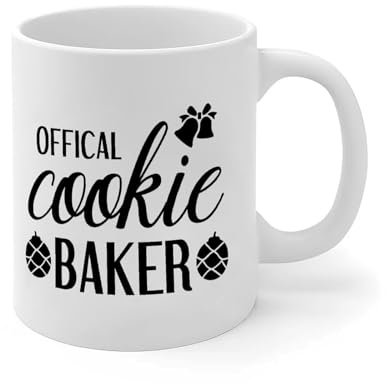 Wodevor Offizielle Cookie-Bäcker-Kaffeetasse, 325 ml, personalisierbar, Geschenk für sie, Geschenk für ihn, Keramik, Weiß