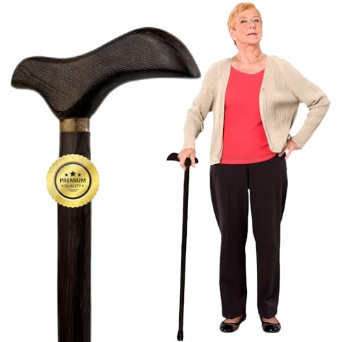 OrtoPrime Bastón para Mayores Madera con Mango Derby Robusto Bastones Madera - Bastón Elegante Antideslizante Bastones de Paseo ORTOPÉDICO Bastón Anciano - Bastón Elegante