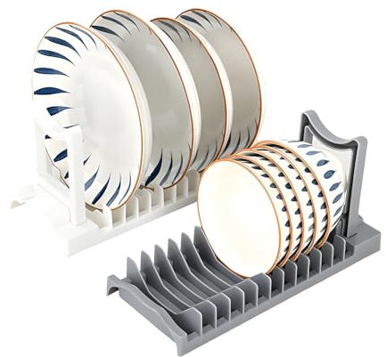 Aipeeo 2 pezzi Scolapiatti da Appoggio,Scolapiatti Pieghevole,Porta Coperchi Pentole Salvaspazio,Scolapiatti da Appoggio Plastica,Portapiatti per Piatto,Tazza,Tagliere(Bianco Grigio)