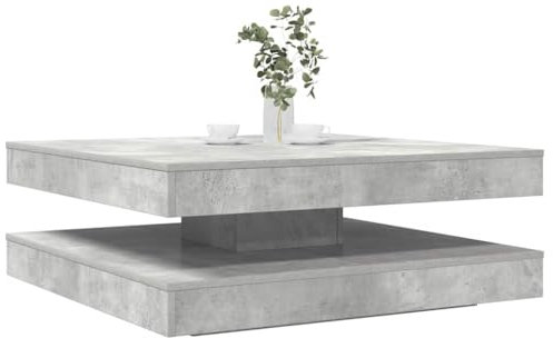 Gecheer Couchtisch Beistelltisch Wohnzimmertisch Sofatisch 360-Grad Drehbar Betongrau 90x90x34,5 cm