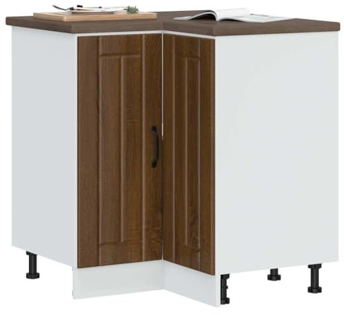 Myheimly Küchenschrank Küchenzeile,Küchenmöbel Einbauküche Schrank,Holzwerkstoff Schrank,Braune Eiche,Corner Cabinet,75.5 x 75.5 x 81.5 cm
