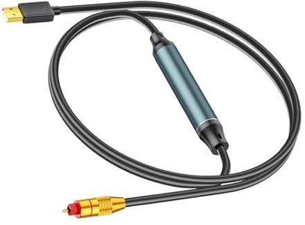 Ruwshuuk USB to Optical Cable - Plug and Play USB Optical Audio Adapter,USB Optical Audio Converter, Portable USB Optical Audio Converter for Computers