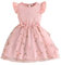 LUVCES Vestito da Bambina Ragazza Casual Volant Manica Lunga/Corta Stampa Floreale Tutu Abito Principessa Abiti per Bambini Festa di Compleanno Fiori Rosa 4-5 Anni