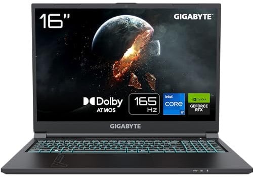 GIGABYTE G6 KF Gaming-Laptop - 16,0 Zoll, 165Hz FHD+, Intel Core i7-13700H, NVIDIA GeForce RTX 4060 GPU, 16GB DDR5 4800MHz, 1 x Gen4 1TB SSD, Windows 11 Home, 2 Jahre Garantie, G6 KF-73DE854KH