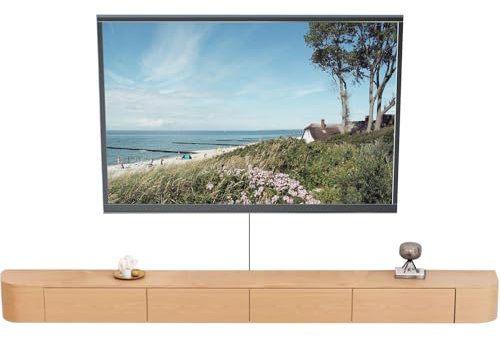 YINXSLO Schwimmender TV-Schrank 120–300 cm Wandmontage TV-Einheit für Wohnzimmer mit Stauraum geeignet für Tv Lowboard Hängend für Wohnzimmer oder Schlafzimmer（Holz, 260 cm）
