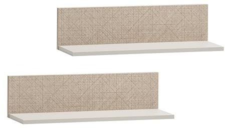 Schildmeyer Regalablage 2er-Set Edno 159984, cremebeige/Canasta Dekor, 60 x 17,3 x 15,7 cm