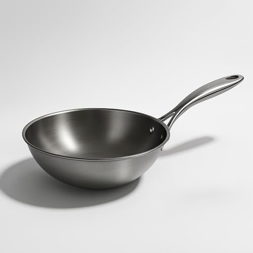 Cflagrant® Poêle en Acier Inoxydable Premium Triply Inox 18/10 sans PFAS/PFOA/PTFE/Cadmium et Sans Revêtement Antiadhésif (Wok 28cm)