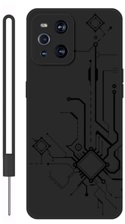 Sunrive Hülle Kompatibel mit Oppo Find X3 Pro/Find X3 Case,matt Handyhülle Schutzhülle Etui TPU Rückseite (schwarz) +1xHandykette Handschlaufe