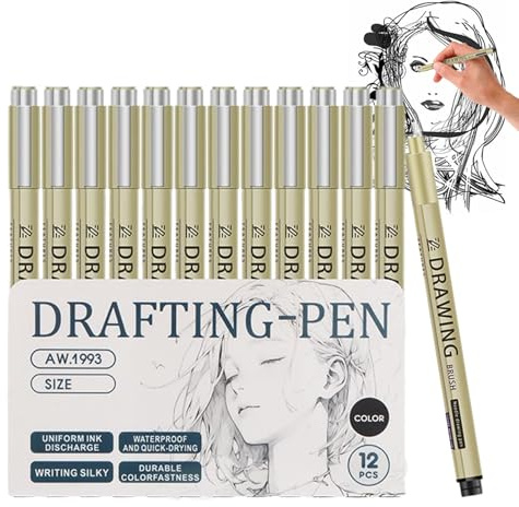 -Stifte, feine Spitze, Zeichnen, Kunststifte, wasserfest, Zeichenzubehör, Bleistift für Kalender, Manga, Skizzieren, Tagebuch, Planer, Schreiben, Notizen, Schulplaner, Umrisse